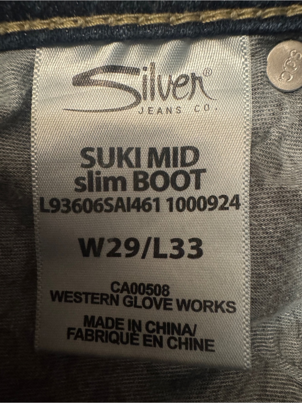Silver Jeans Suki Mid Slim Boot Jeans W29 L33 Dark Wash Stretch Mid Rise - Picture 8 of 10